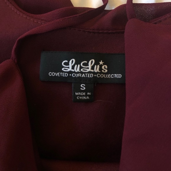 Lulu’s Burgundy Flowing Maxie Bridesmaid Dress - Picture 5 of 5